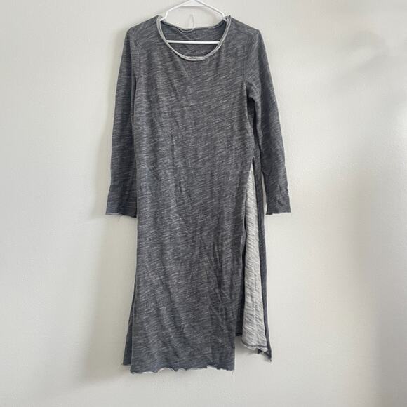 Free People Top Women Charcoal To The Max Long Tunic Side Slit Boho Lagenlook - Picture 1 of 7